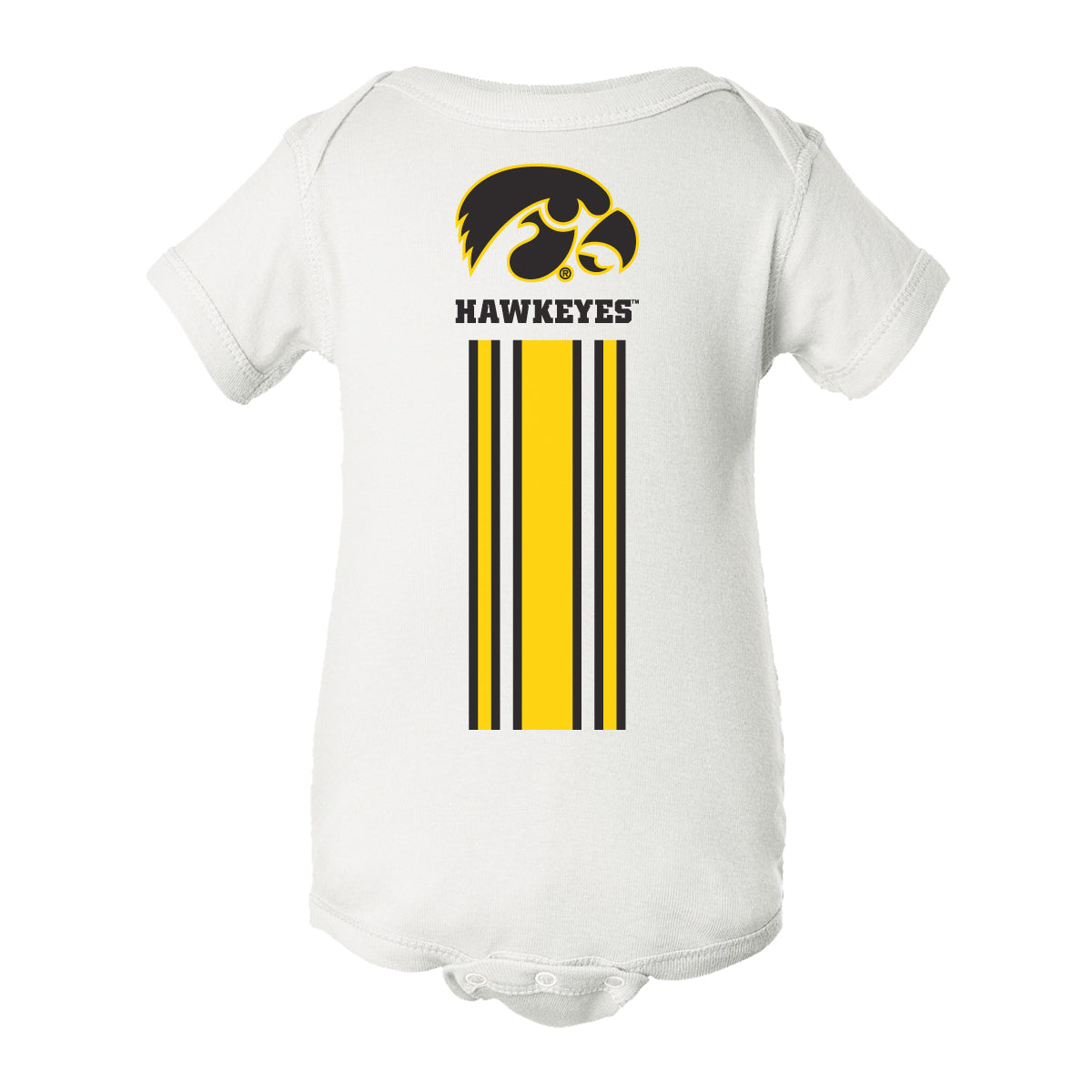 Iowa Hawkeyes Infant Onesie - Vert Stripe with Tigerhawk
