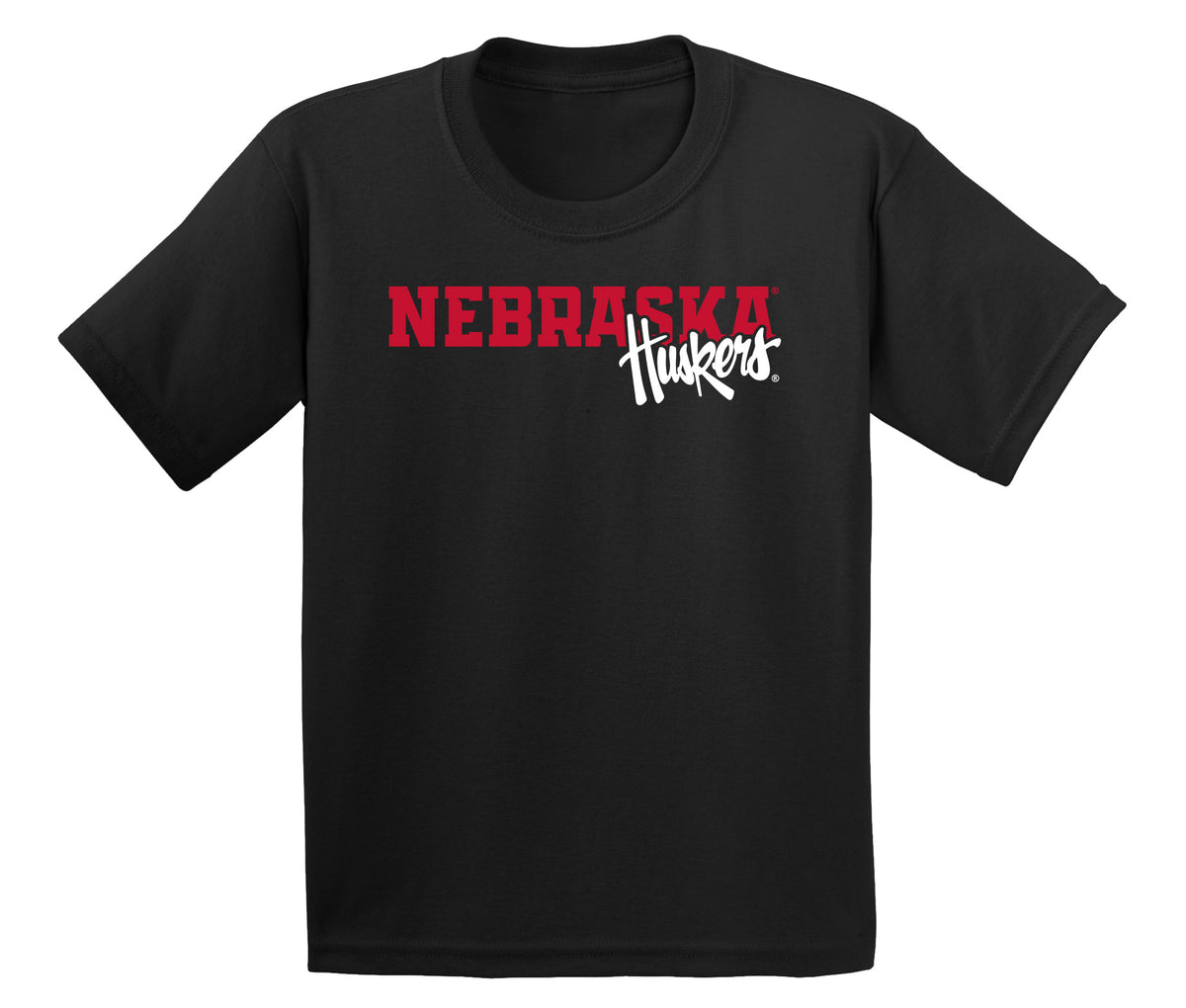 Nebraska Huskers Boys Tee Shirt - Script Huskers Overlap Nebraska