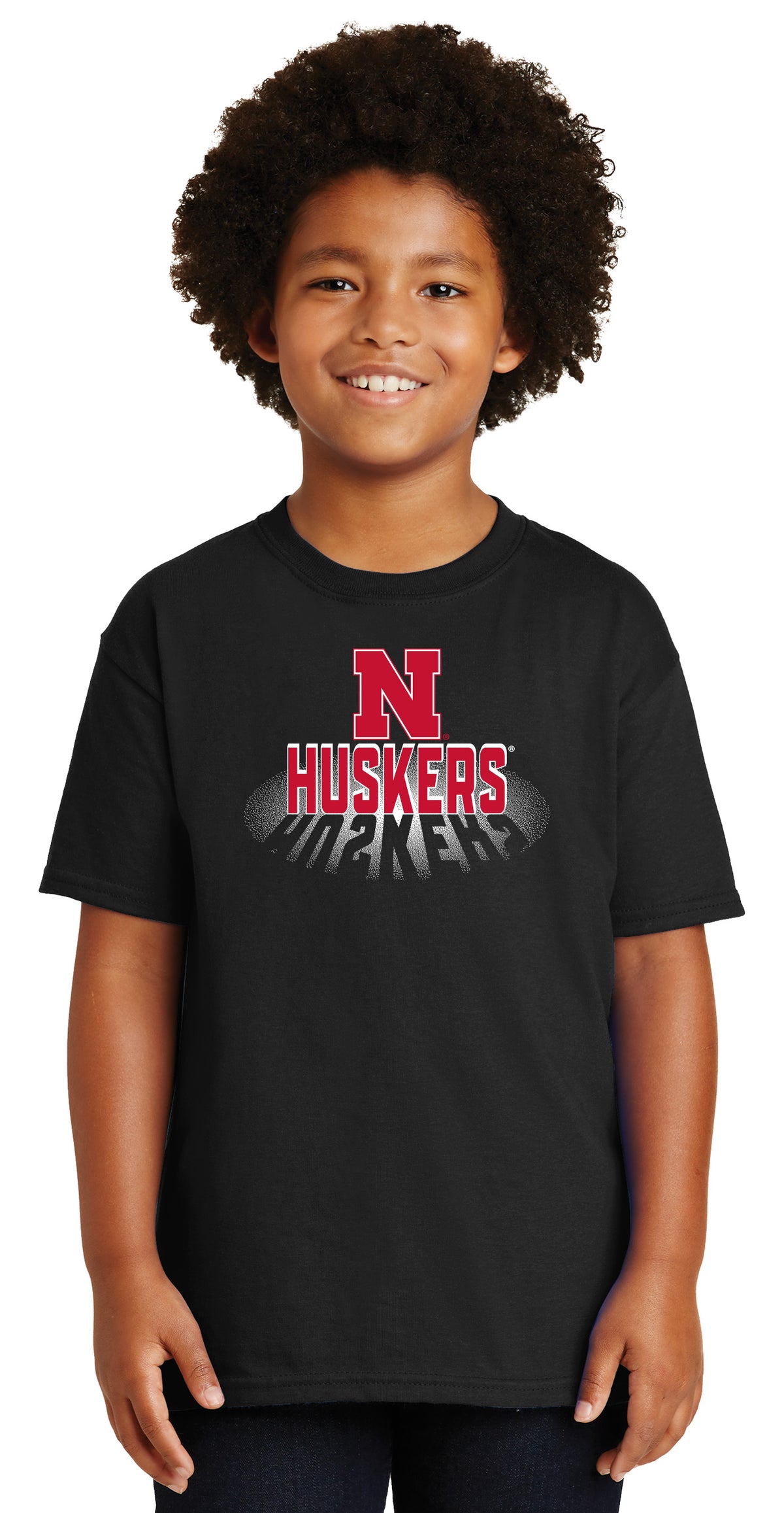 Nebraska Huskers Boys Tee Shirt - 3D Huskers Spotlight Shadow