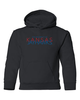 Kansas Jayhawks Youth Hooded Sweatshirt - Overlapping University of Kansas Jayhawks