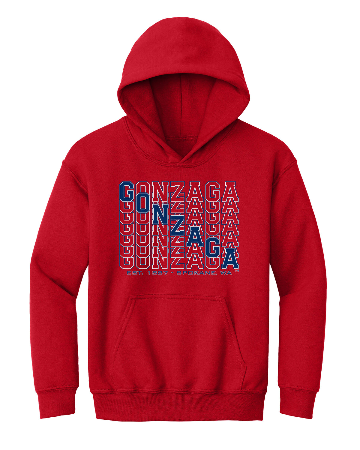 Gonzaga Bulldogs Youth Hooded Sweatshirt - Diagonal Echo Gonzaga