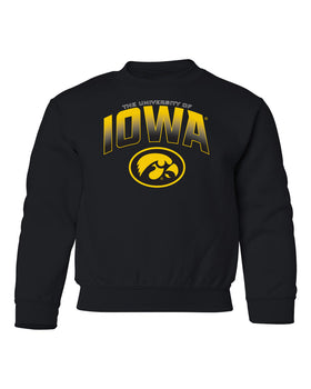 Iowa Hawkeyes Youth Crewneck Sweatshirt - Full Color IOWA Fade Tigerhawk Oval