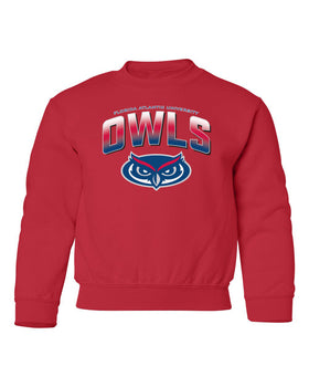 Florida Atlantic Owls Youth Crewneck Sweatshirt - FAU Full Color OWLS Fade