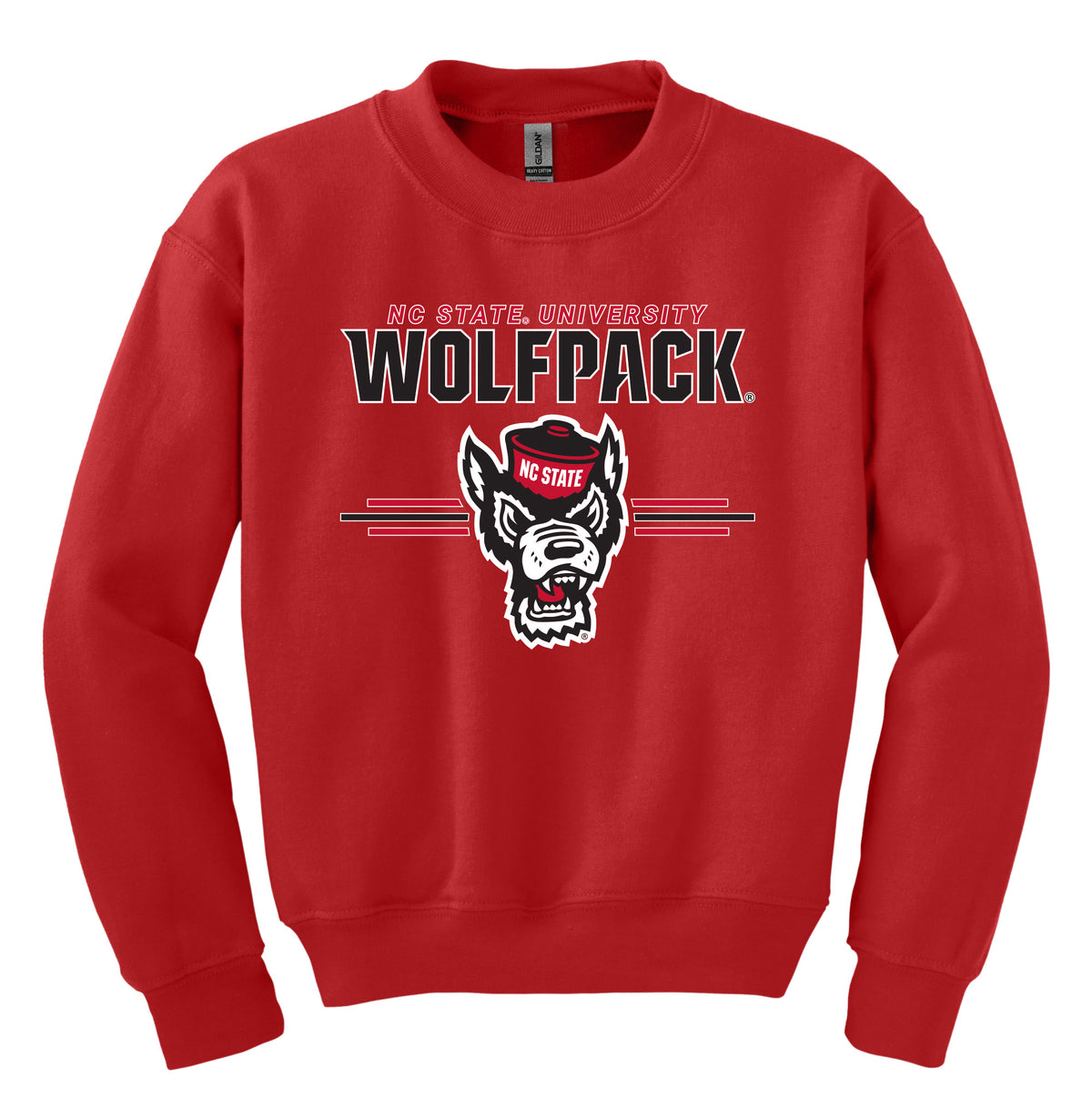 North Carolina State Wolfpack Youth Crewneck Sweatshirt - 3-Stripe Primary Logo