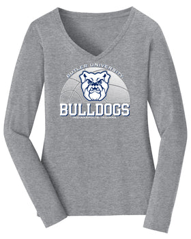 Women's Butler Bulldogs Long Sleeve V-Neck Tee Shirt - Butler Bulldogs Basketball