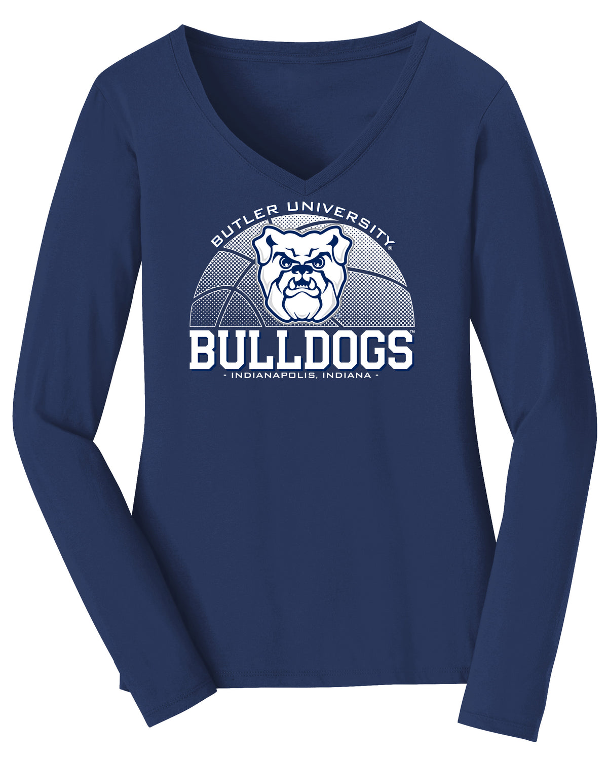 Women's Butler Bulldogs Long Sleeve V-Neck Tee Shirt - Butler Bulldogs Basketball