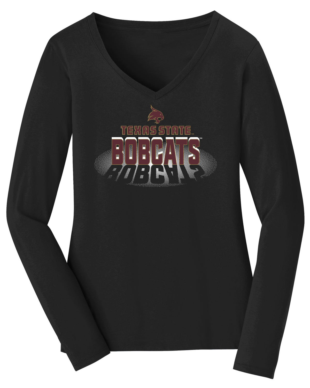 Women's Texas State Bobcats Long Sleeve V-Neck Tee Shirt - Spotlight Bobcats