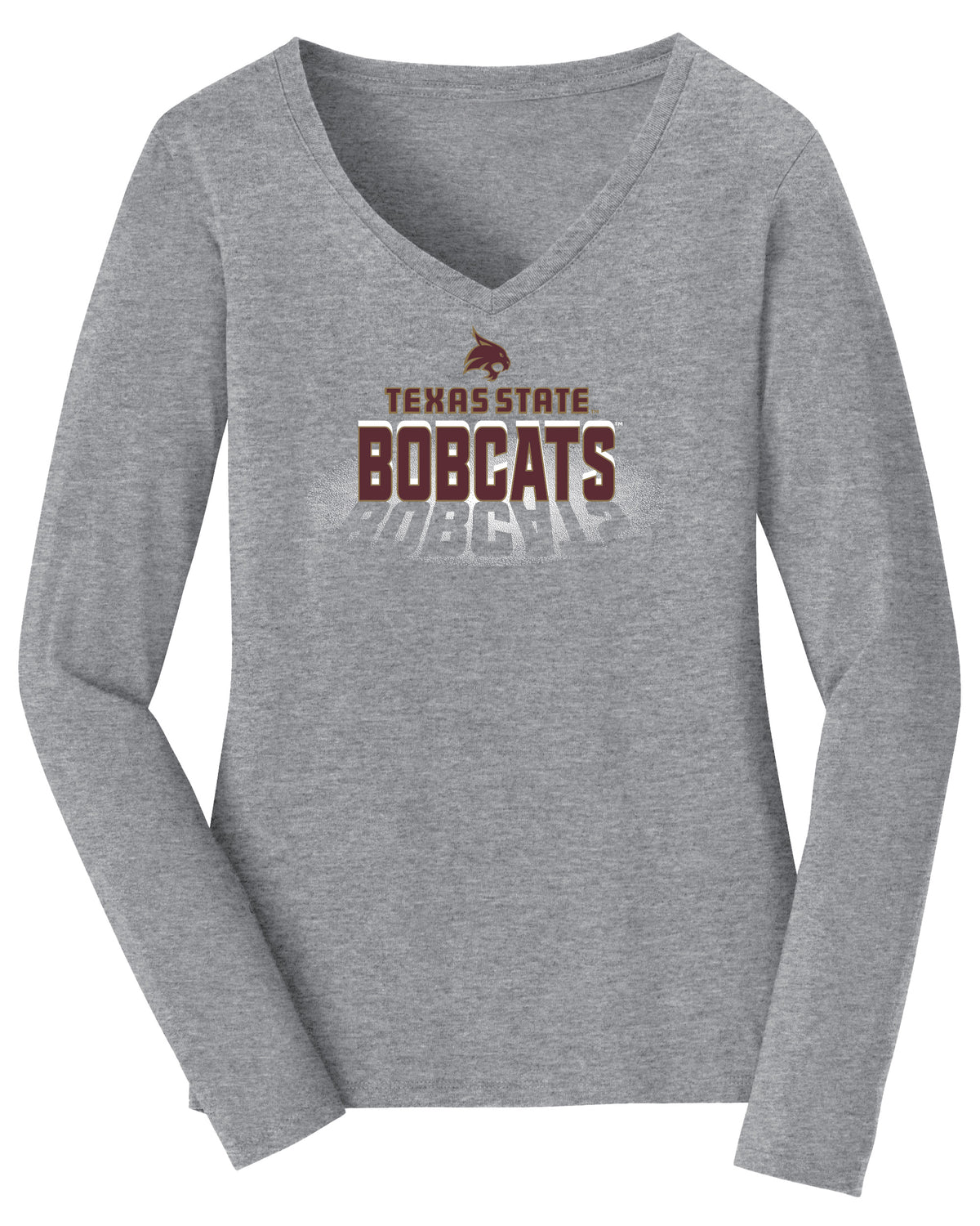 Women's Texas State Bobcats Long Sleeve V-Neck Tee Shirt - Spotlight Bobcats