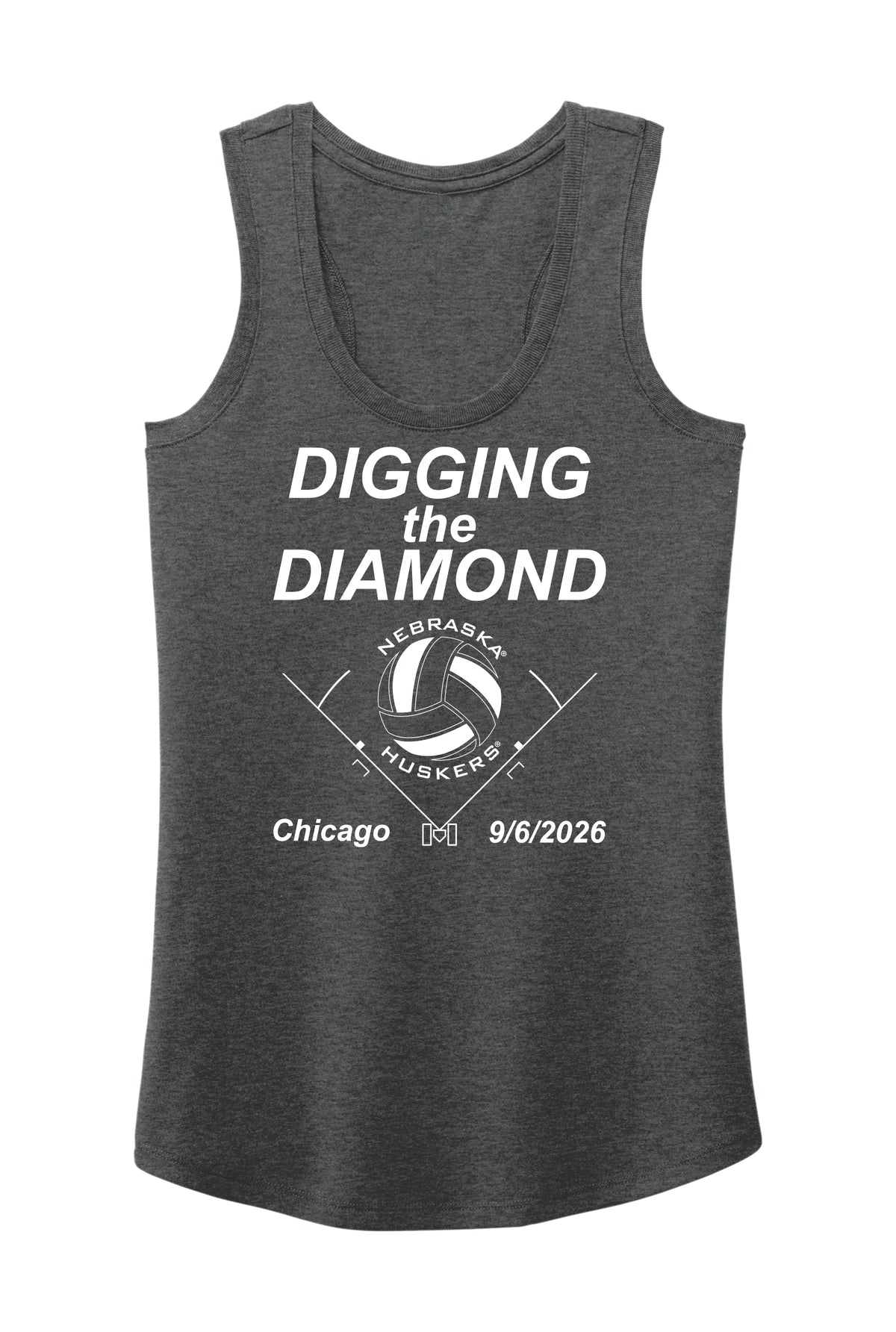 Women's Nebraska Huskers Tank Top - Nebraska Volleyball Digging the Diamond
