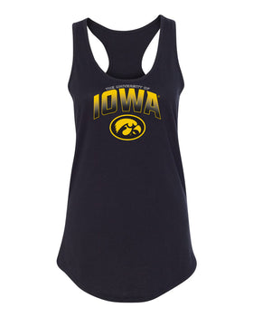 Women's Iowa Hawkeyes Tank Top - Full Color IOWA Fade Tigerhawk Oval