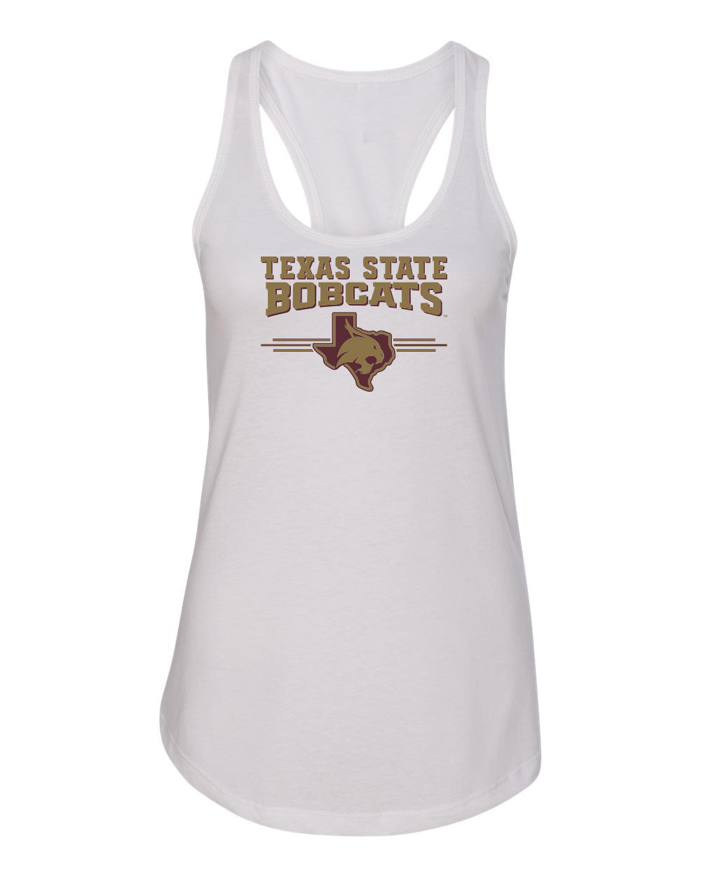 Women's Texas State Bobcats Tank Top - 3 Stripe State Outline Logo