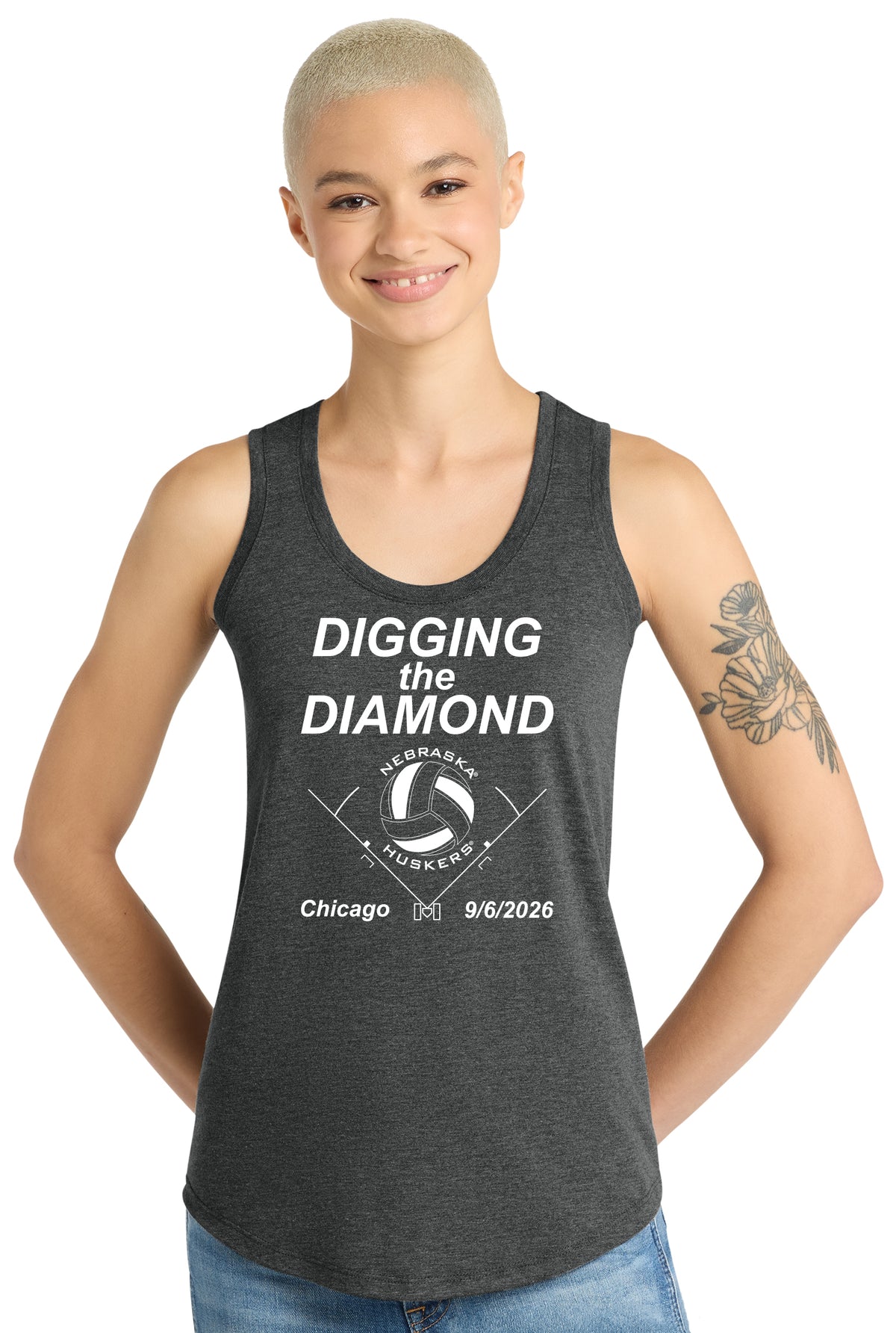 Women's Nebraska Huskers Tank Top - Nebraska Volleyball Digging the Diamond