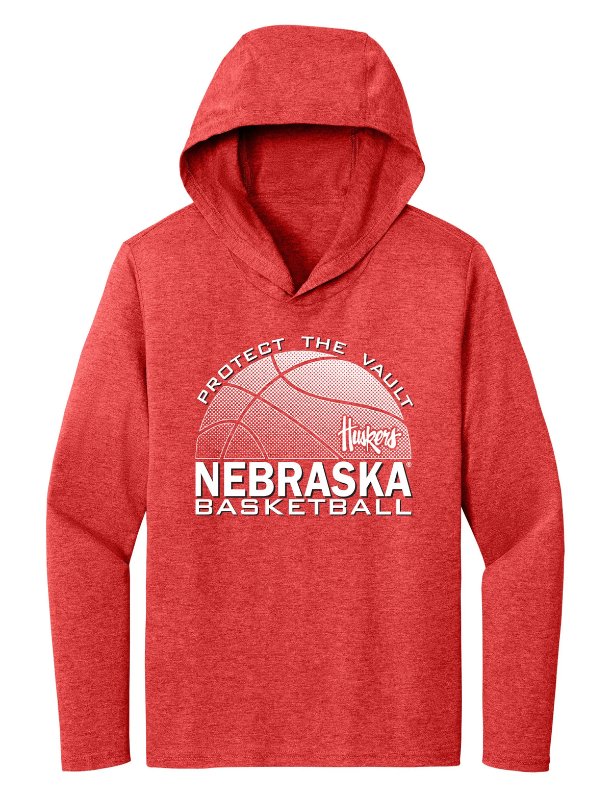 Women's Nebraska Huskers Long Sleeve Hooded Tee Shirt - Nebraska Basketball Logo