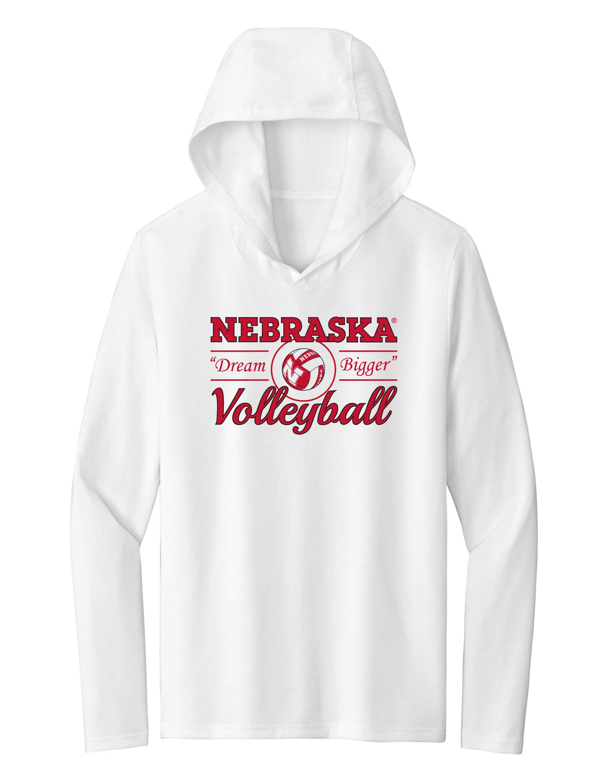 Women's Nebraska Huskers Long Sleeve Hooded Tee Shirt - Nebraska Volleyball Dream Bigger