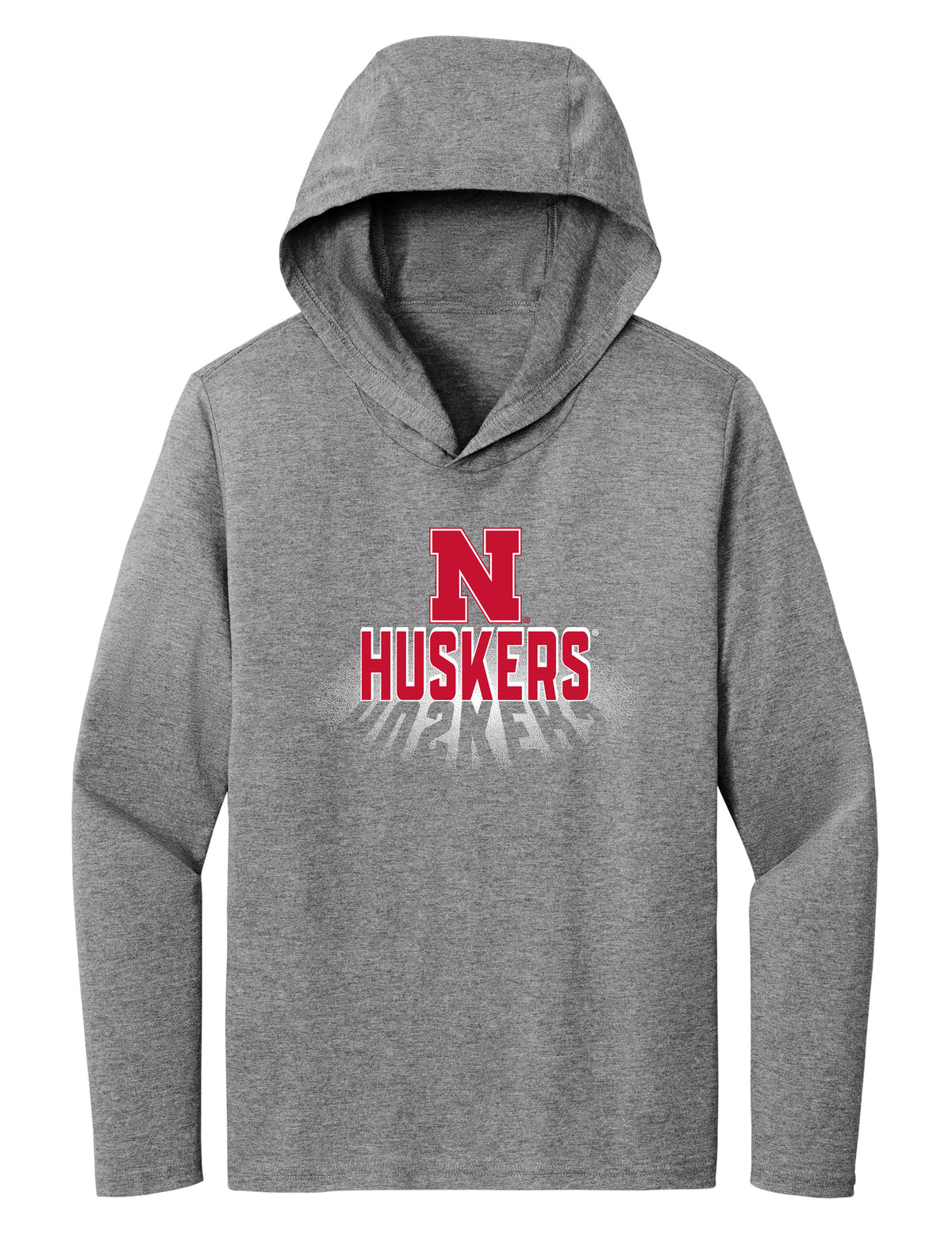 Women's Nebraska Huskers Long Sleeve Hooded Tee Shirt - 3D Huskers Spotlight Shadow