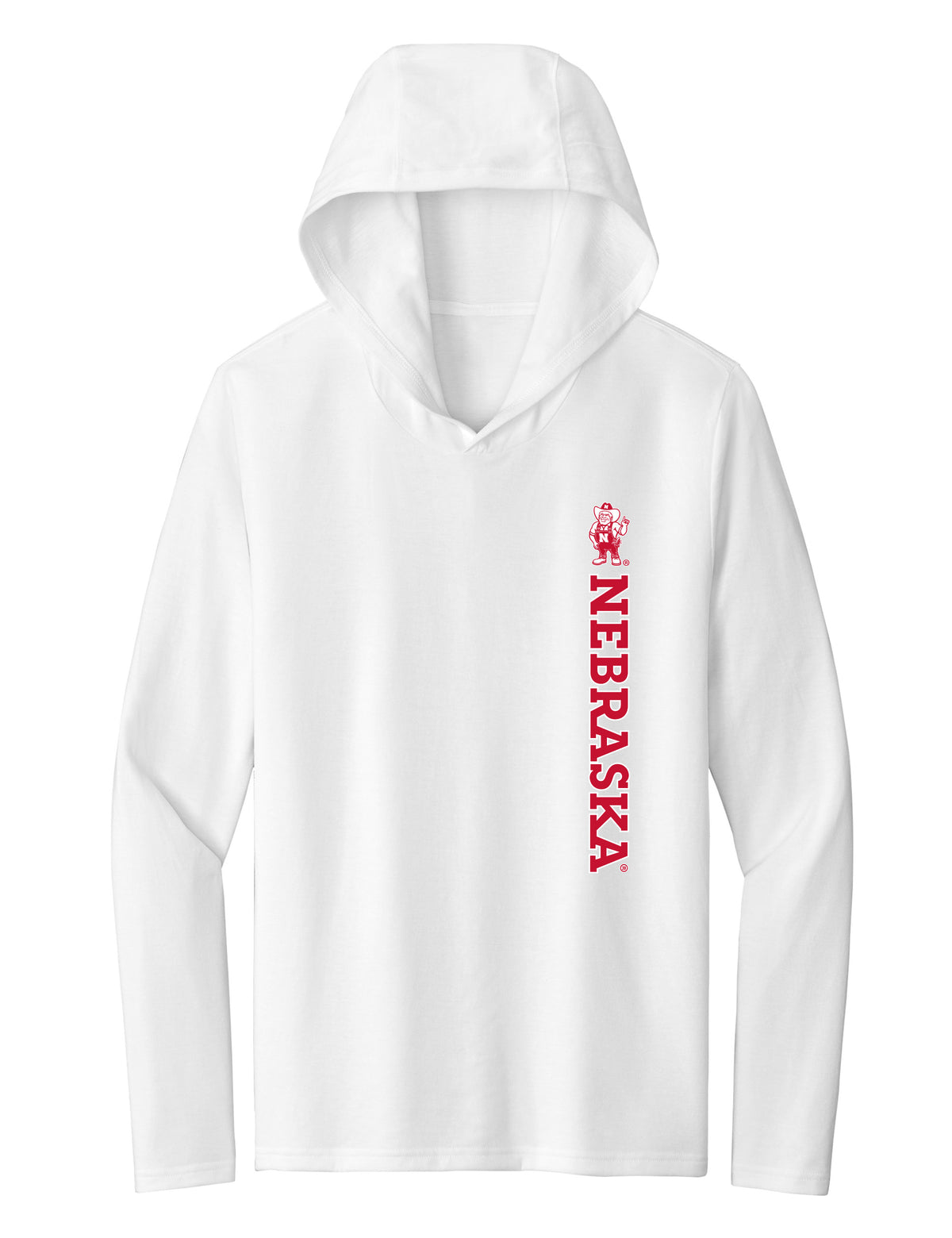 Women's Nebraska Huskers Long Sleeve Hooded Tee Shirt - Vertical Nebraska Herbie Husker