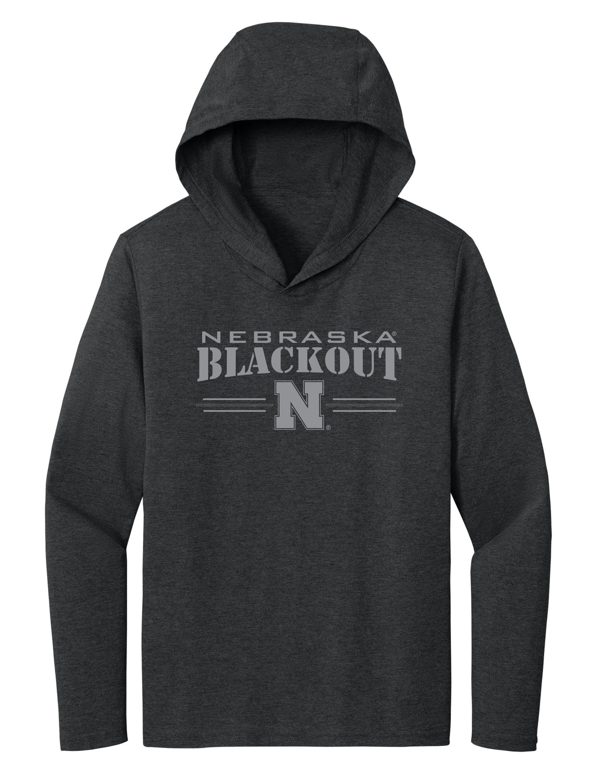 Women's Nebraska Huskers Long Sleeve Hooded Tee Shirt - Nebraska Blackout Block N