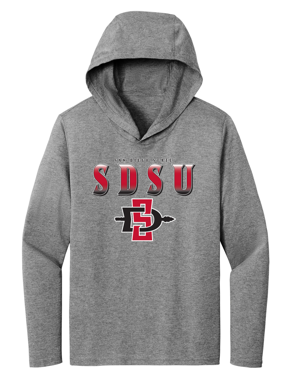 Women's San Diego State Aztecs Long Sleeve Hooded Tee Shirt - SDSU Full Color Fade Aztecs Logo