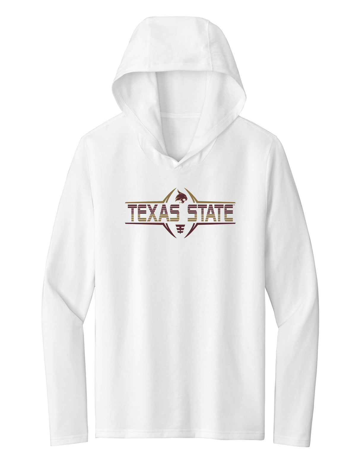 Women's Texas State Bobcats Long Sleeve Hooded Tee Shirt - Striped Texas State Football Laces