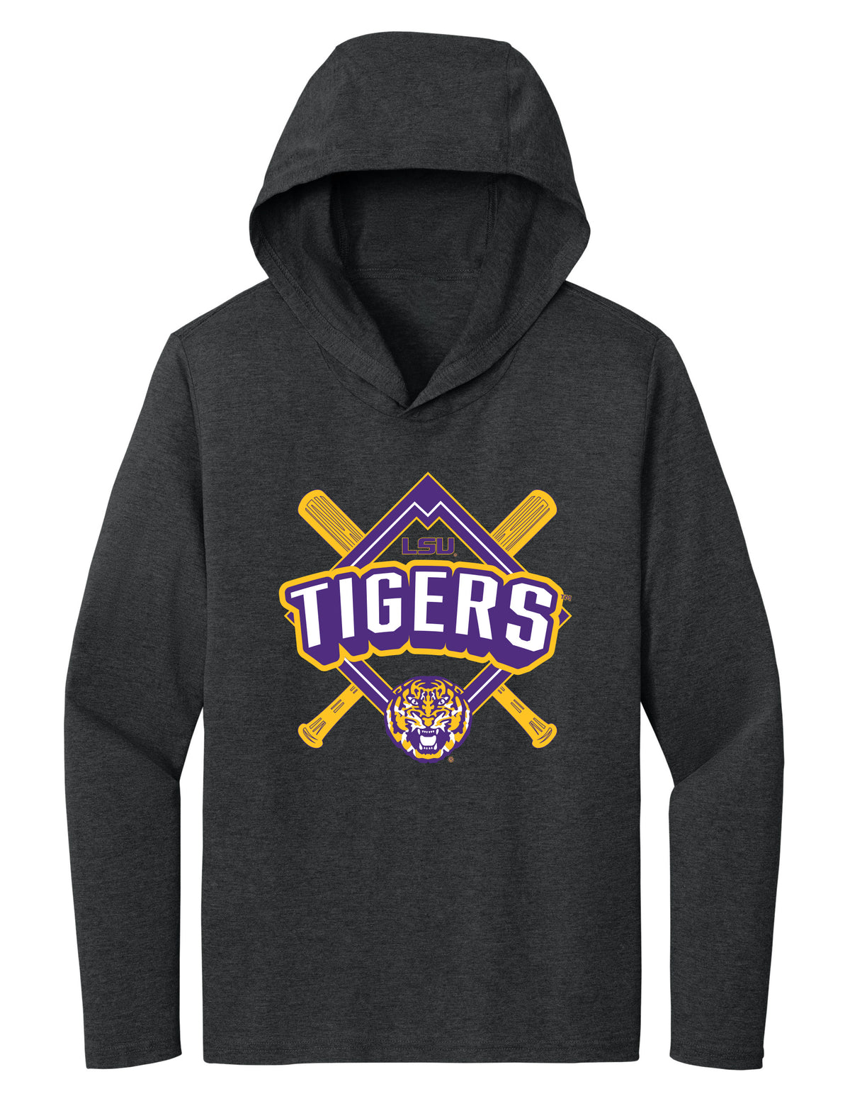 Women's LSU Tigers Long Sleeve Hooded Tee Shirt - LSU Baseball Diamond