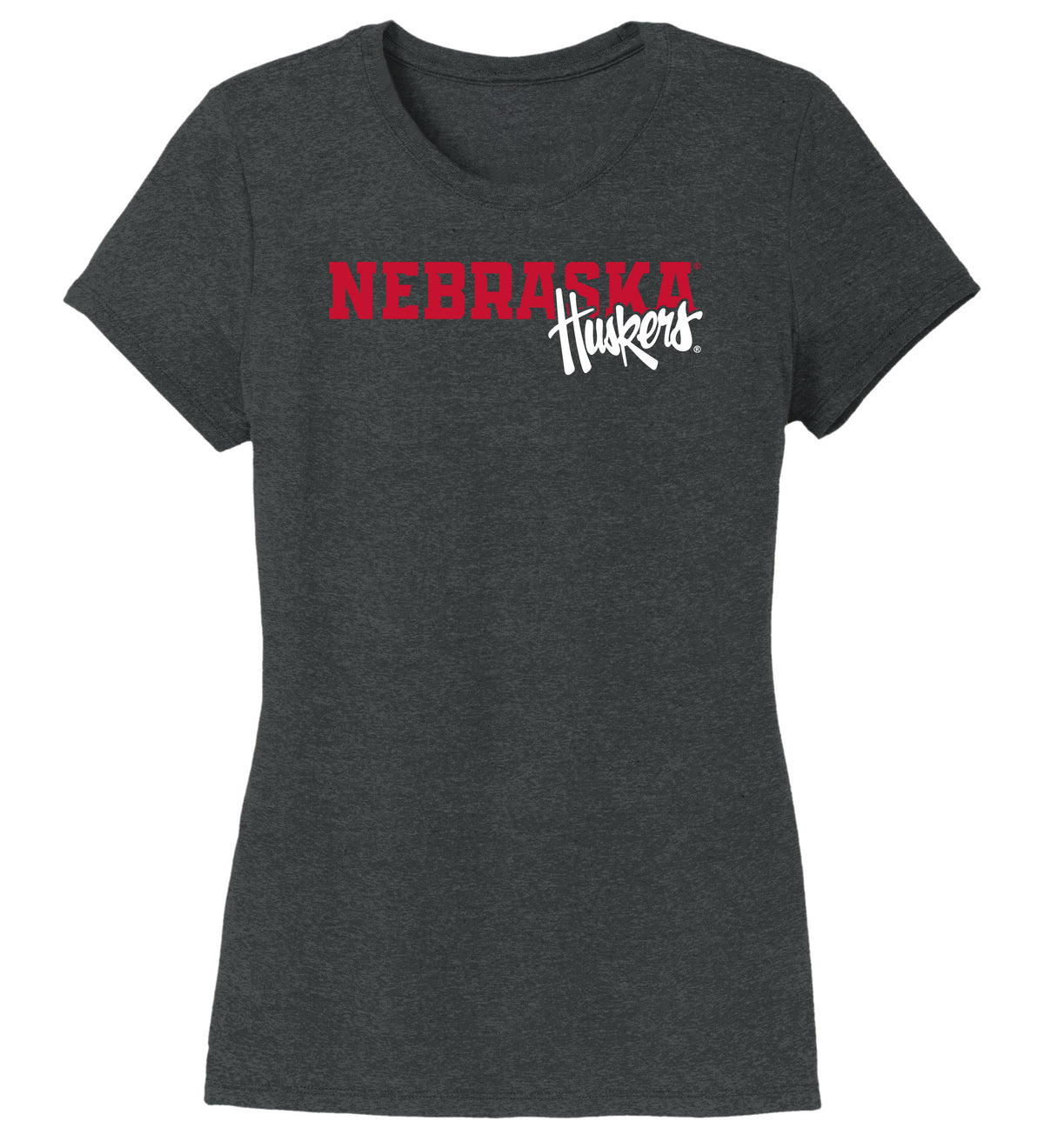 Women's Nebraska Huskers Premium Tri-Blend Tee Shirt - Script Huskers Overlap Nebraska