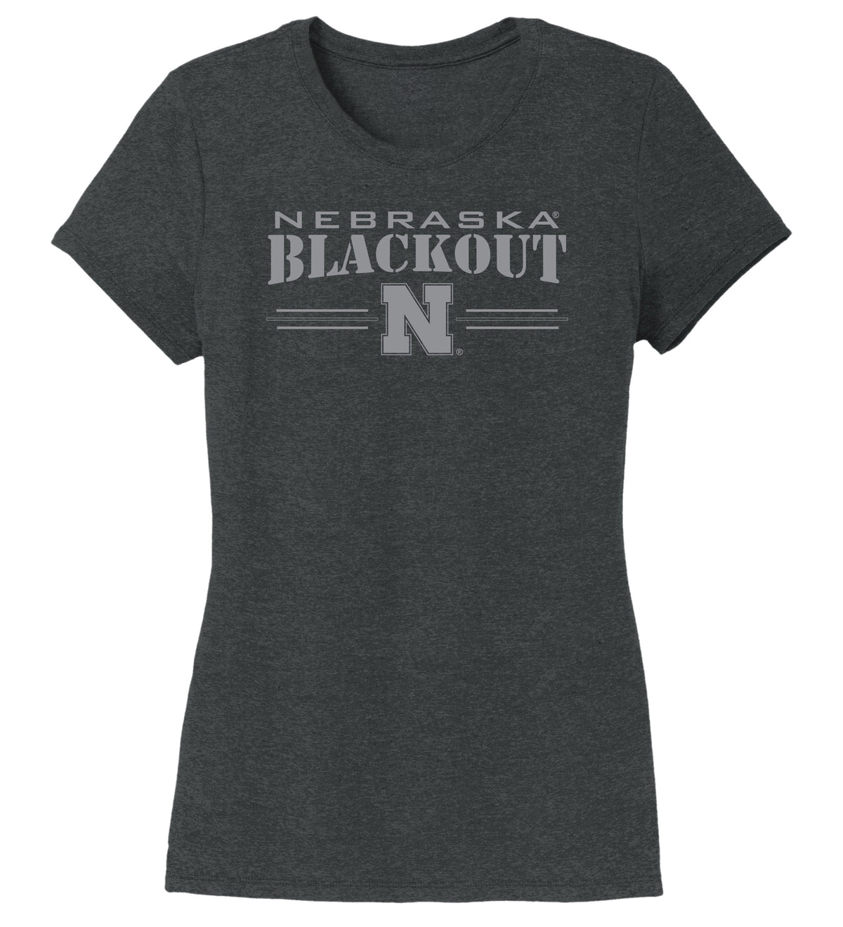 Women's Nebraska Huskers Premium Tri-Blend Tee Shirt - Nebraska Blackout Block N