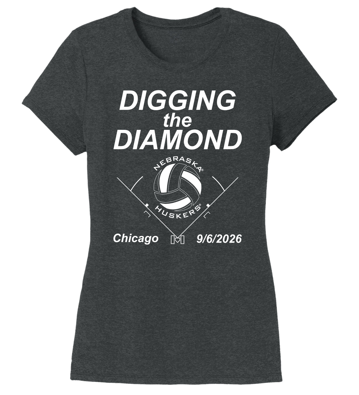 Women's Nebraska Huskers Premium Tri-Blend Tee Shirt - Nebraska Volleyball Digging the Diamond