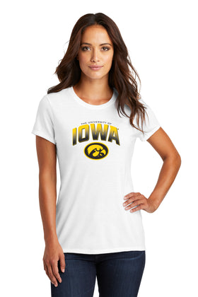Women's Iowa Hawkeyes Premium Tri-Blend Tee Shirt - Full Color IOWA Fade Tigerhawk Oval