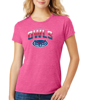 Women's Florida Atlantic Owls Premium Tri-Blend Tee Shirt - FAU Full Color OWLS Fade