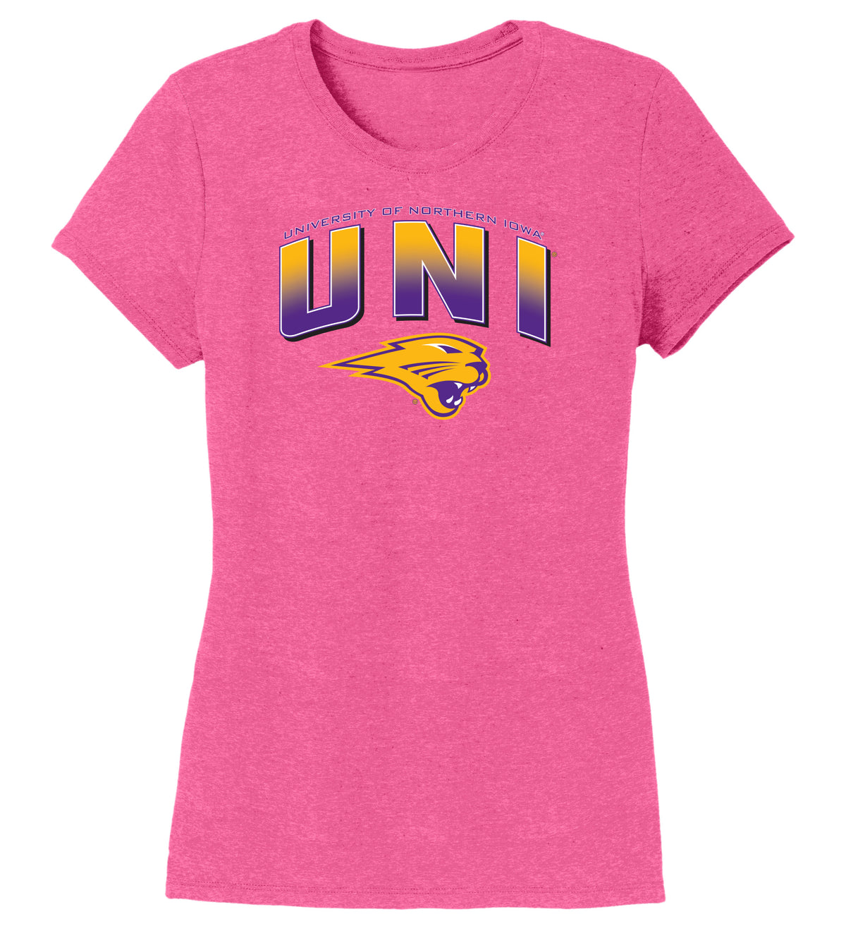 Women's Northern Iowa Panthers Premium Tri-Blend Tee Shirt - UNI Full Color Fade Primary Logo
