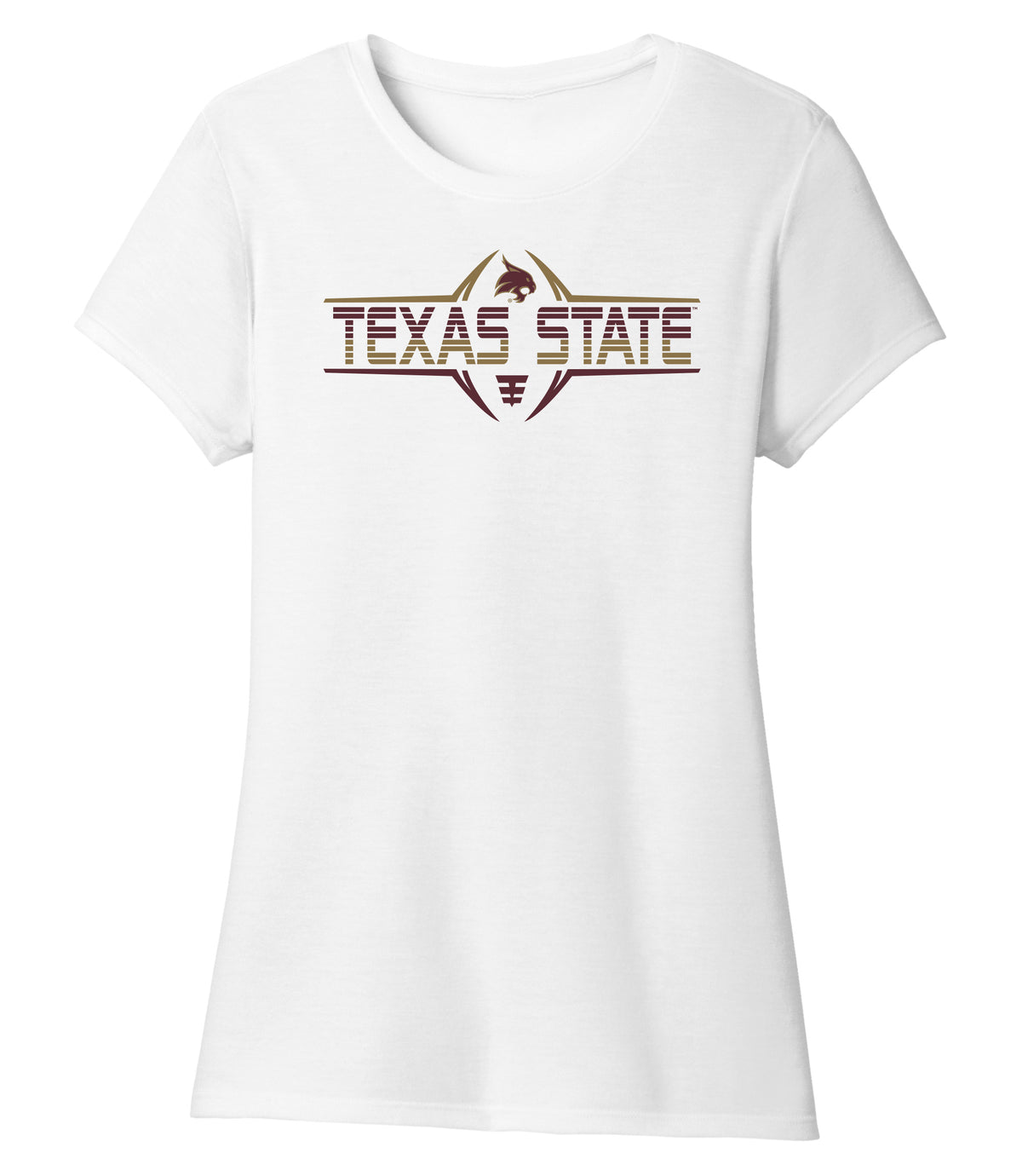Women's Texas State Bobcats Premium Tri-Blend Tee Shirt - Striped Texas State Football Laces
