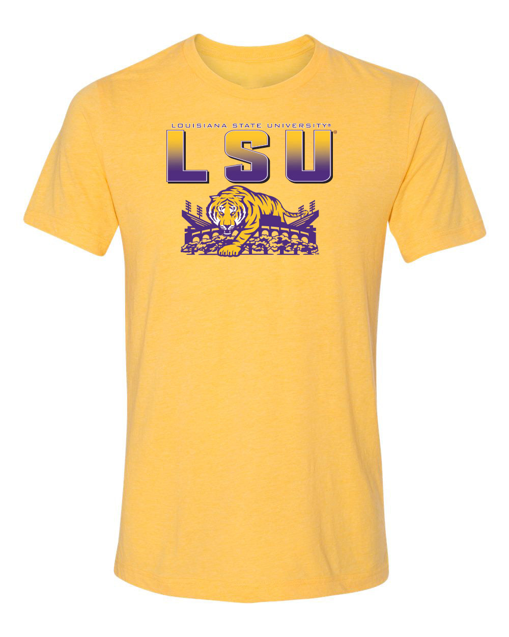 Women's LSU Tigers Premium Tri-Blend Tee Shirt - LSU Tiger Stadium Full Color Fade