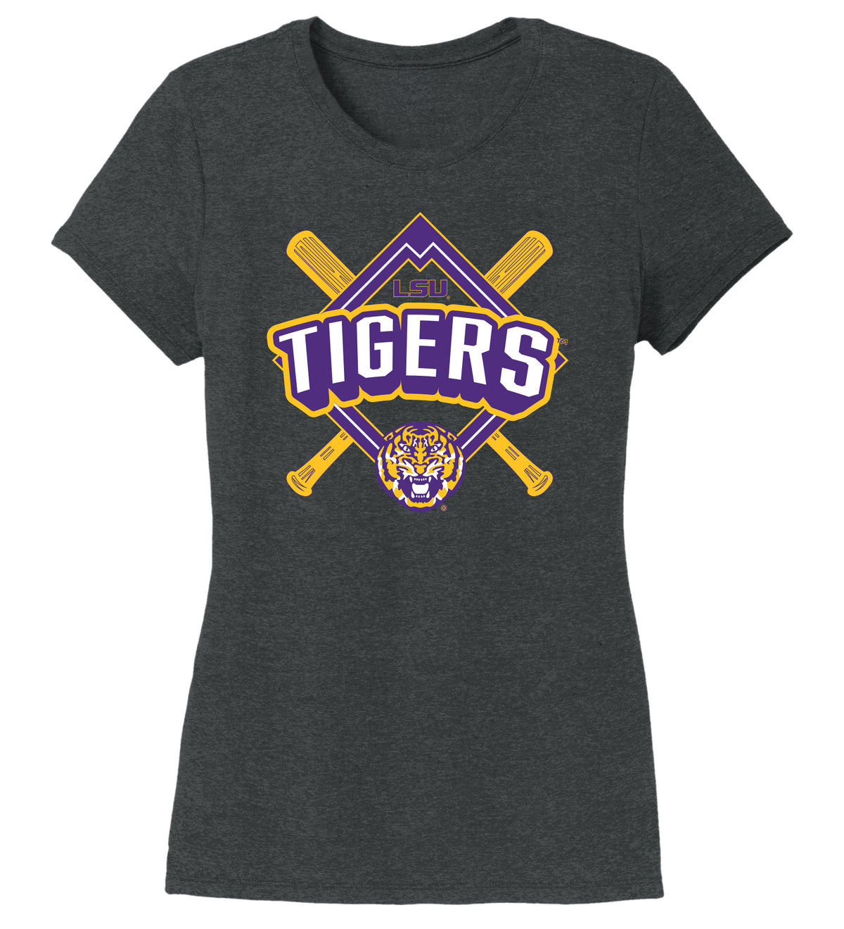 Women's LSU Tigers Premium Tri-Blend Tee Shirt - LSU Baseball Diamond