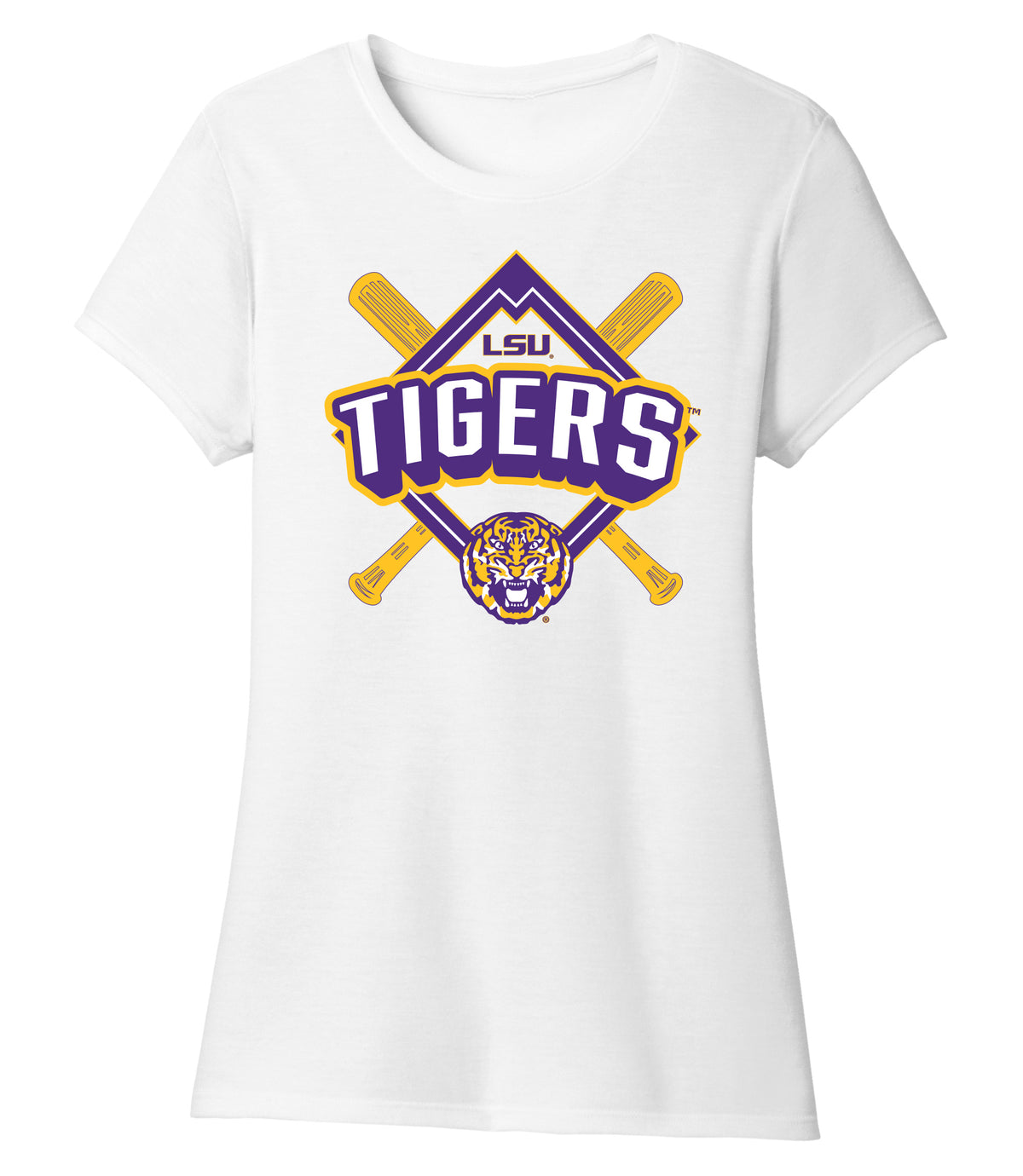Women's LSU Tigers Premium Tri-Blend Tee Shirt - LSU Baseball Diamond