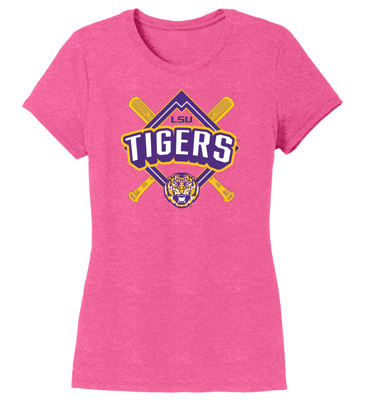 Women's LSU Tigers Premium Tri-Blend Tee Shirt - LSU Baseball Diamond