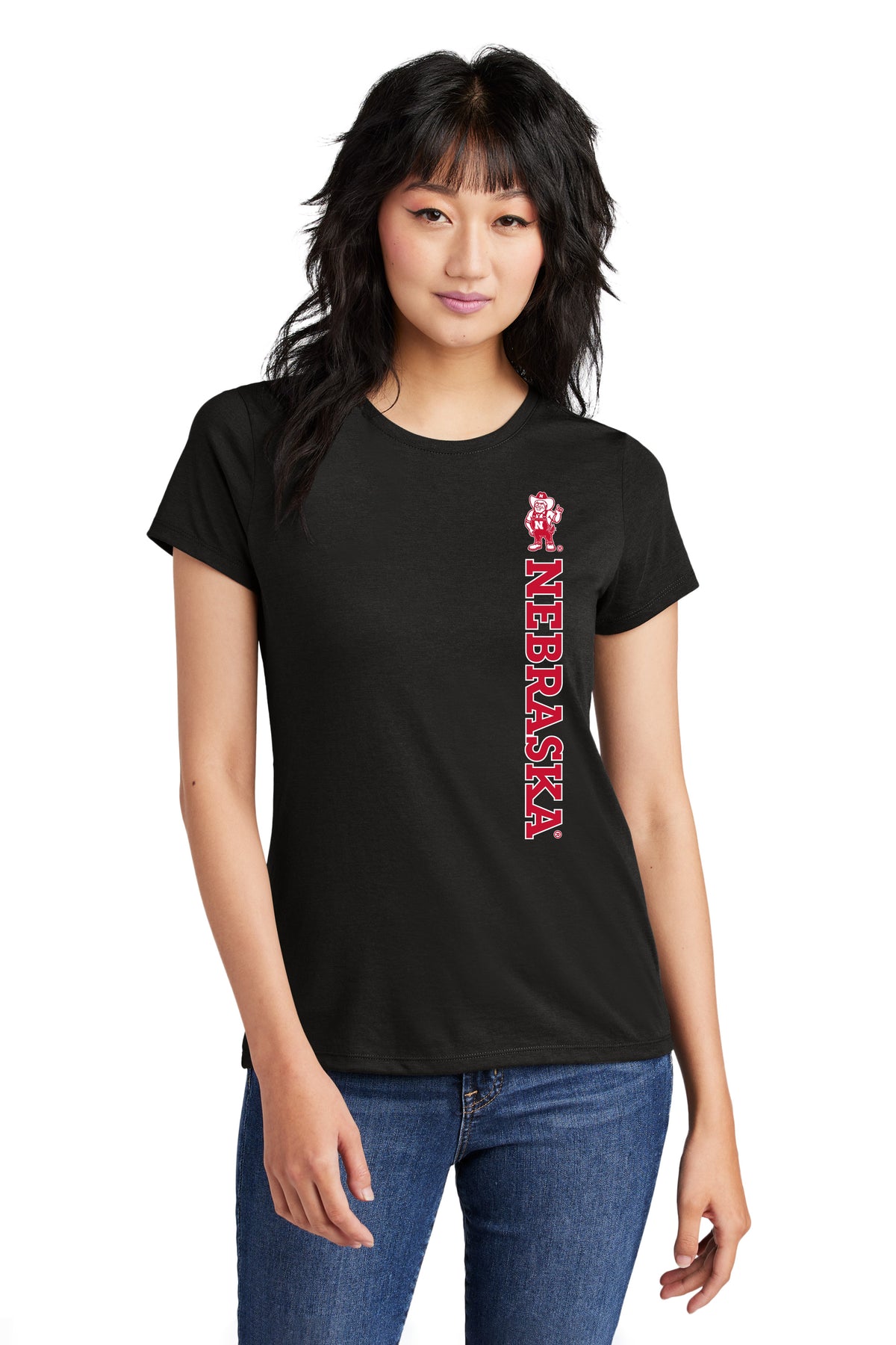 Women's Nebraska Huskers Premium Tri-Blend Tee Shirt - Vertical Nebraska Herbie Husker