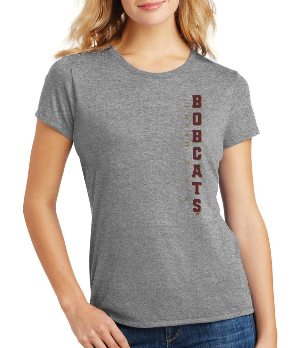 Women's Texas State Bobcats Premium Tri-Blend Tee Shirt - Vertical Texas State Bobcats