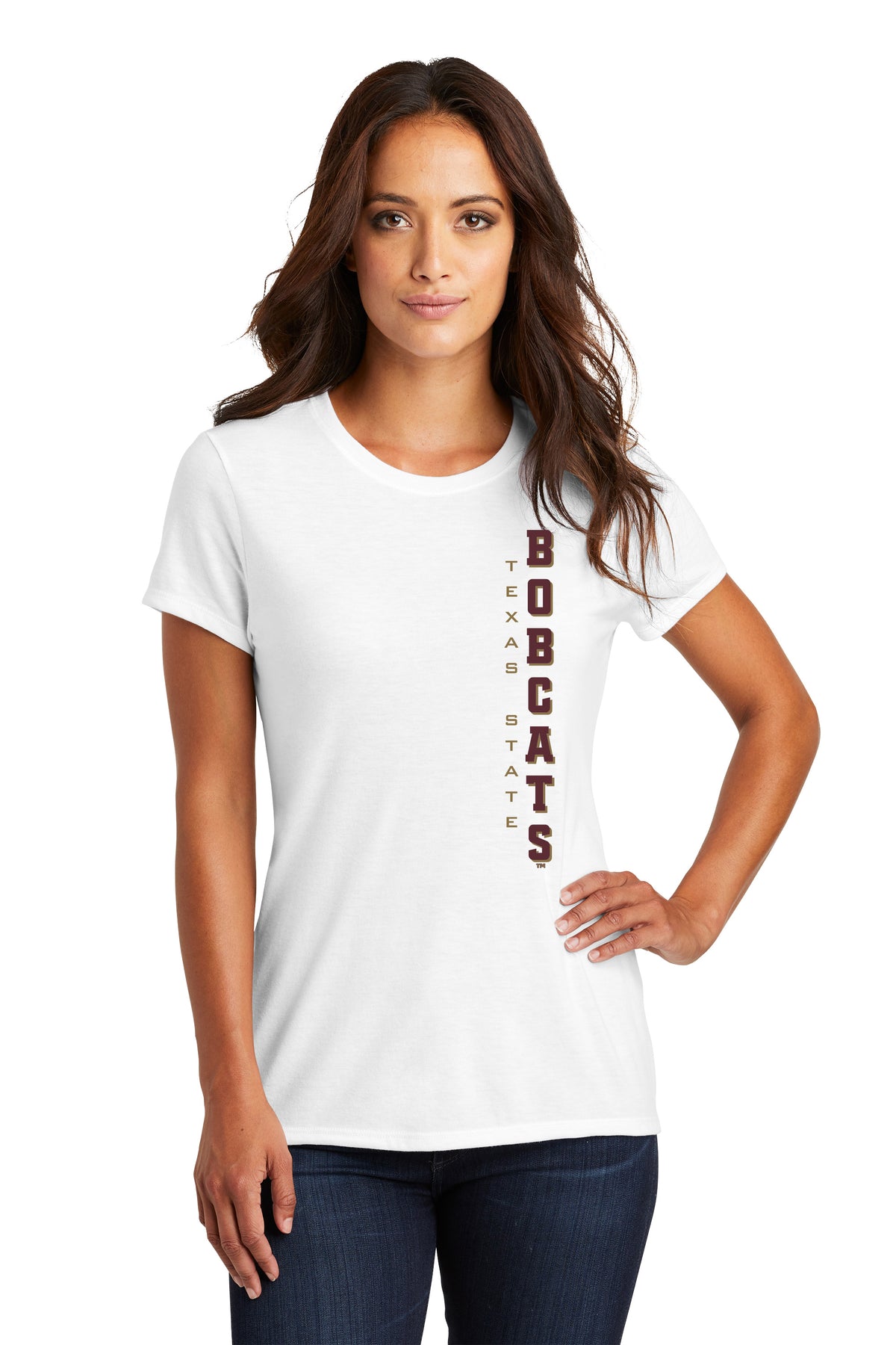 Women's Texas State Bobcats Premium Tri-Blend Tee Shirt - Vertical Texas State Bobcats