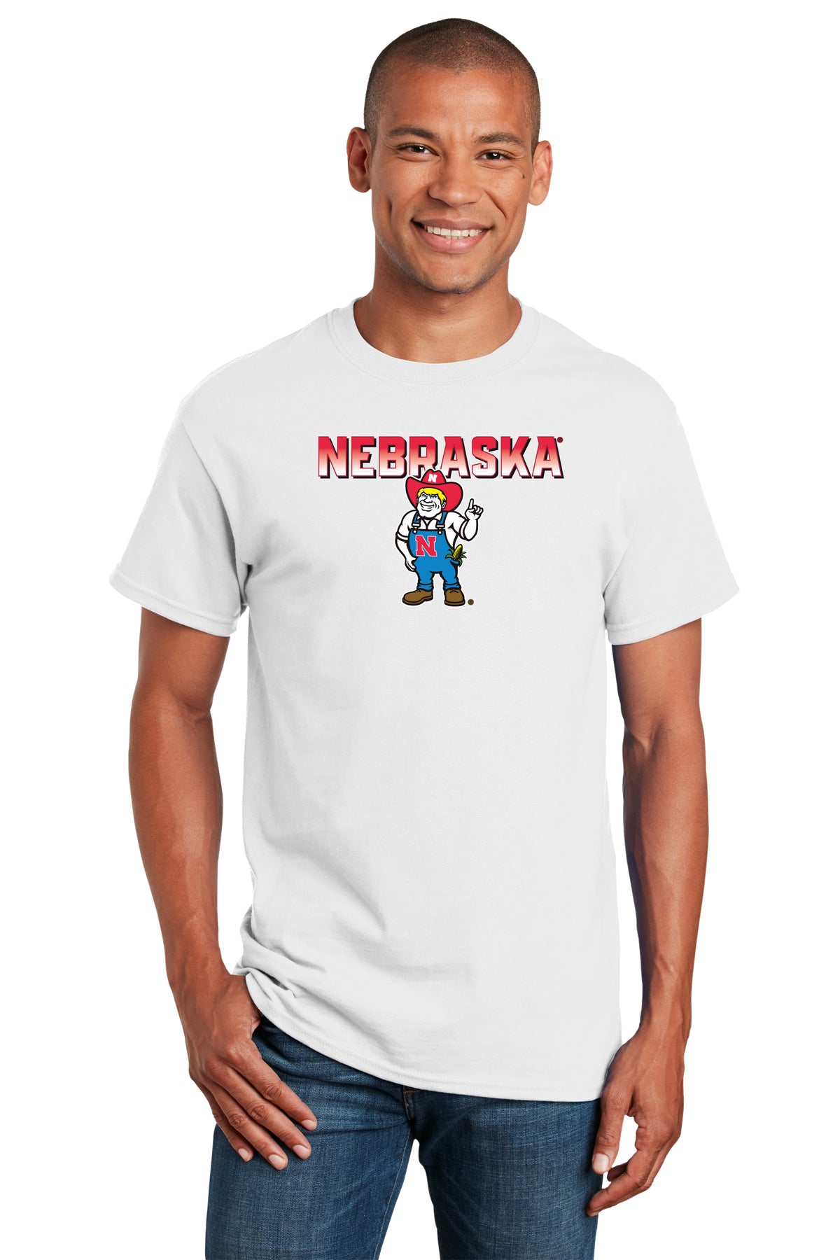 Nebraska Huskers Tee Shirt - Full Color Nebraska Fade with Herbie Husker