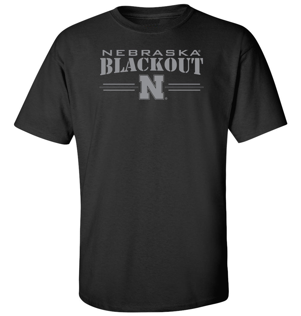 Nebraska Huskers Tee Shirt - Nebraska Blackout Block N