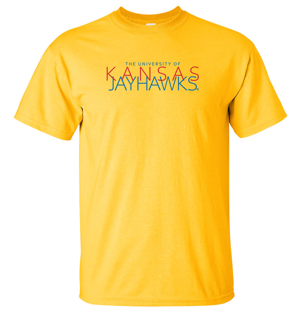 Kansas Jayhawks Tee Shirt - Overlapping University of Kansas Jayhawks