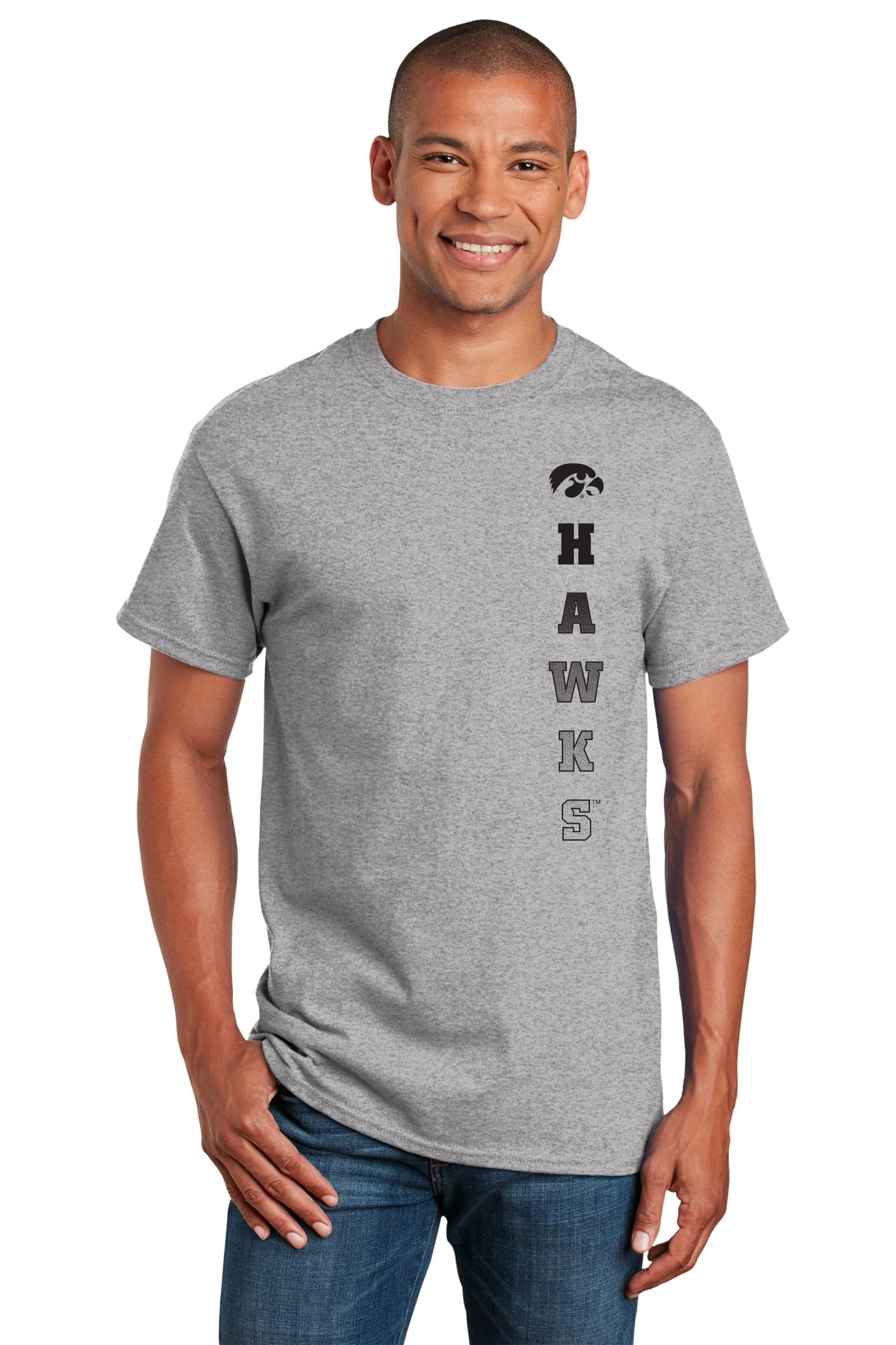 Iowa Hawkeyes Tee Shirt - Vert Hawks Fade with Tigerhawk