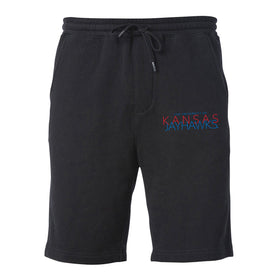 Kansas Jayhawks Premium Fleece Shorts - Overlapping University of Kansas Jayhawks