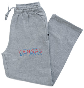 Kansas Jayhawks Premium Fleece Sweatpants - Overlapping University of Kansas Jayhawks