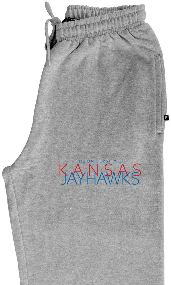 Kansas Jayhawks Premium Fleece Sweatpants - Overlapping University of Kansas Jayhawks
