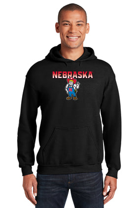 Nebraska Huskers Hooded Sweatshirt - Full Color Nebraska Fade with Herbie Husker