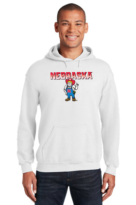 Nebraska Huskers Hooded Sweatshirt - Full Color Nebraska Fade with Herbie Husker