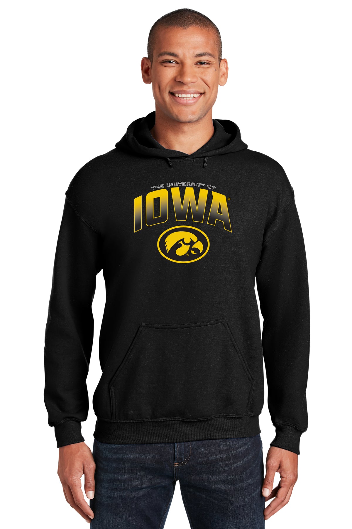 Iowa Hawkeyes Hooded Sweatshirt - Full Color IOWA Fade Tigerhawk Oval
