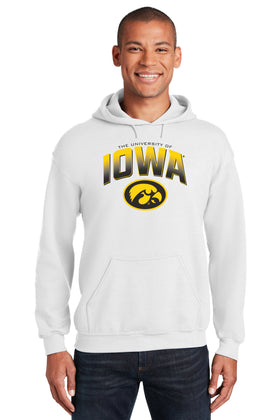 Iowa Hawkeyes Hooded Sweatshirt - Full Color IOWA Fade Tigerhawk Oval