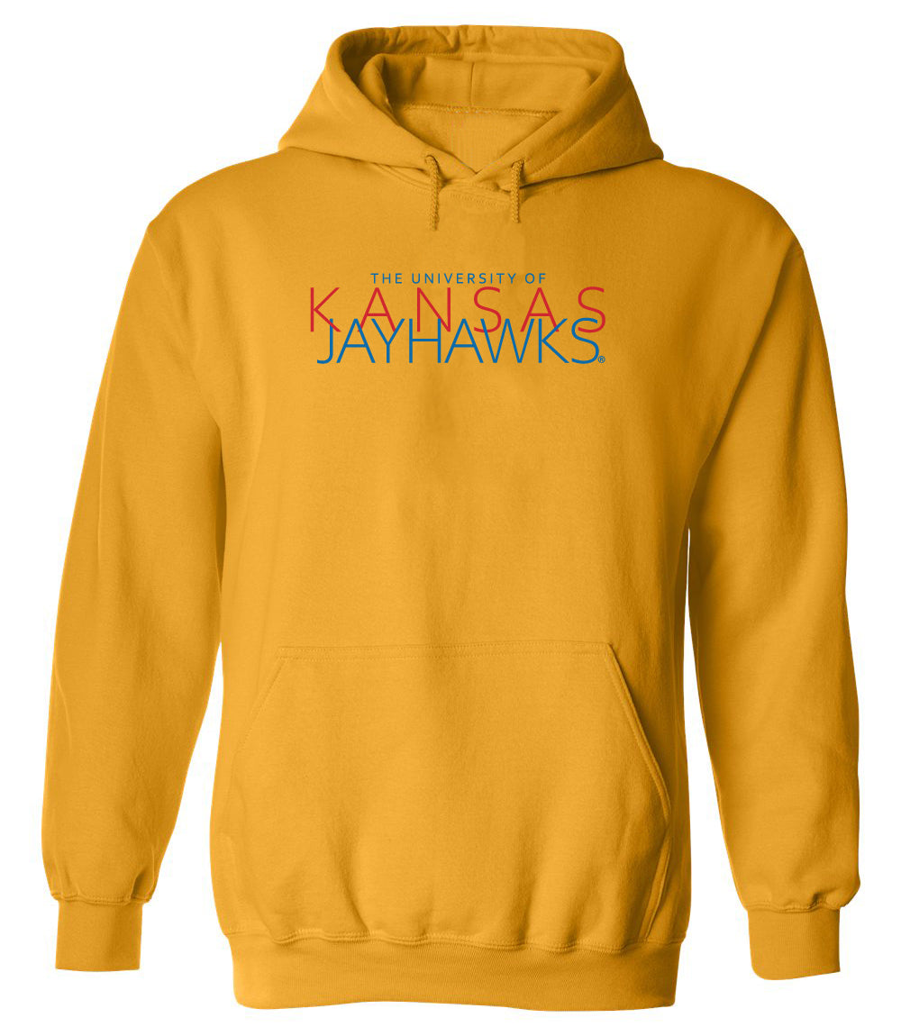 Kansas Jayhawks Hooded Sweatshirt - Overlapping University of Kansas Jayhawks